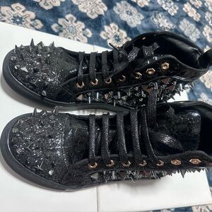 Enzo Romeo Men's Fashion High Top Crystal Shimmer Rhinestone Sneakers size 7.5US